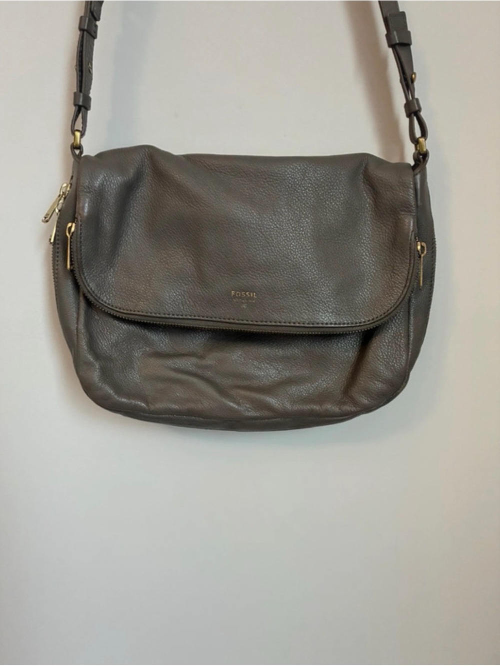 Fossil Gray Leather Crossbody Bag - Picture 7 of 16